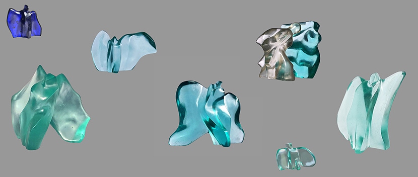 * STAKLENE SKULPTURE u ateljeu